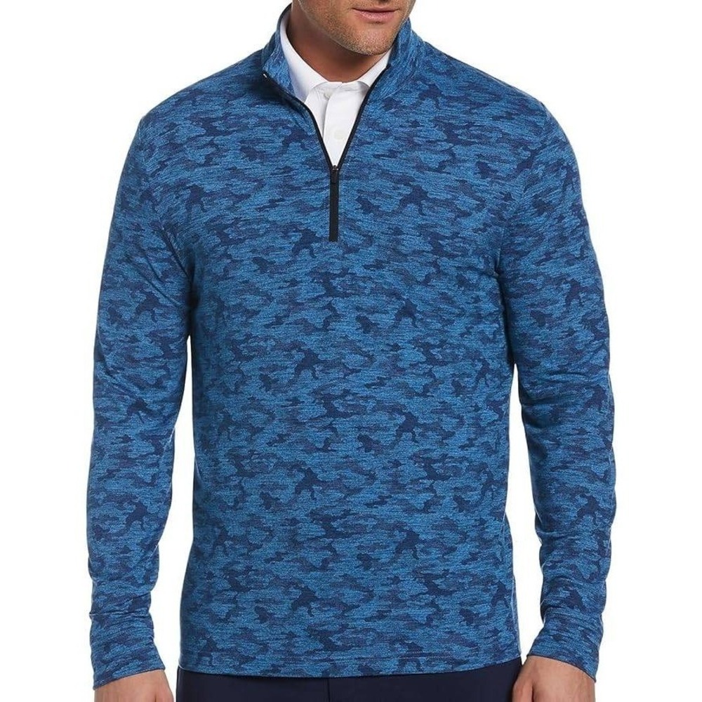 PGA TOUR Quarter Zip Pullover Mens XL Blue NEW Camo Water Repellent PVKFC0F3BE
